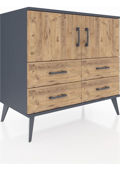 Hyperion Şifonyer 2 Raflı 4 Çekmeceli 2 Kapaklı 88x44x80 Antrasit-çam Çam Hyperion Şifonyer 2 Raflı 4 Çekmeceli 2 Kapaklı 88x44x80 Antrasit-çam Çam