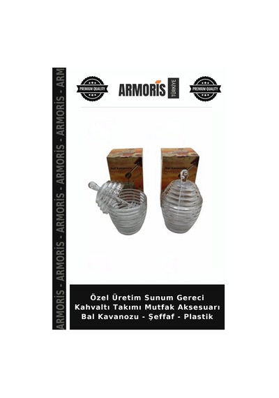 Özel Üretim Sunum Gereci Kahvaltı Takımı Mutfak Aksesuarı Bal Kavanozu - Şeffaf - Plastik Çok Renkli