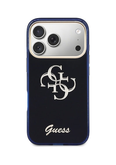 Apple iPhone 17 Pro Max Uyumlu Kılıf Guess Lisanslı Yazı Ve 4g Büyük Metal Logolu Tpu Kapak Mavi