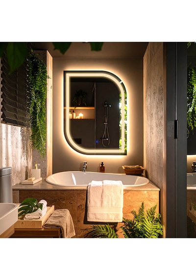 Curva Günışığı Kumlamalı Lavabo & Banyo Aynası Dokunmatik Sensörlü 80 X 60