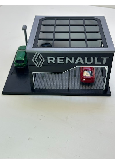3d Baskı 1/64 Ölçekli Renault Showroom Tasarımlı Diorama Araç Sergileme Garajı