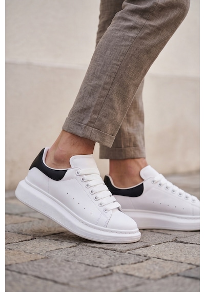 Liaquenn - Rahat Ve Hafif Yüksek Tabanlı Yürüyüş Günlük Spor Giy Çık Unisex Beyaz-siyah Sneaker ... Beyaz Siyah