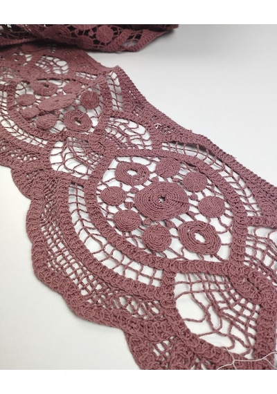 Mürdüm Renk Pamuk Dantel En: 16cm-11072 Krem