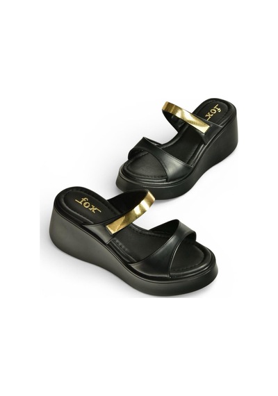 Fox Shoes Y973518609 Siyah Kalın Tabanlı Kadın Terlik