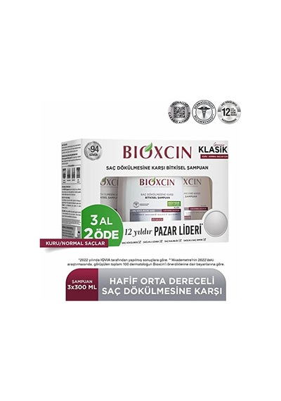 Klasik Bitkisel Kuru Ve Normal Saçlar İçin 3x300 Ml Saç Dökülmesine Karşı Şampuan Diğer