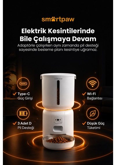 Smartpaw Fresh Feeder Pro Kameralı Akıllı Otomatik Mama Kabı Distribütör Garantili