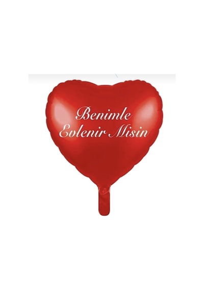 Benimle Evlenirmisin Kırmızı Kalpli Folyo Balon Kırmızı Kırmızı