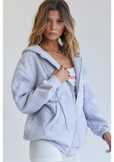 Madmext Mad Girls Karmelanj Kapüşonlu Şardonlu Sweatshirt Mg1223 Kar Melanj