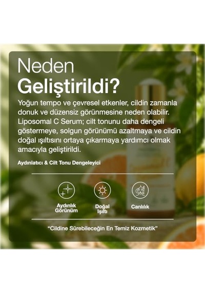 Kiperin Liposomal C Serum 30 Ml Lipozomal C Vitamini İçeren Aydınlatıcı Yüz Serumu, Cilt Tonu Dengeleyici Bakım, Niasinamid & Hyaluronik Asit İle Greyfurt, Maca Ve Meyan Kökü Ekstraktlı