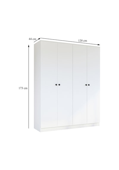 Metalia Gm 052 4 Kapılı Düğme Kulplu Gardrop