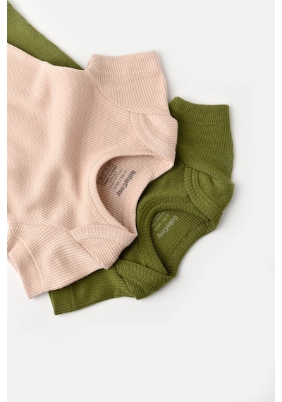 Rebebe Babycosy Modal 2 Li Kısa Kollu Bebek Badi - Bebek Body - Csym1121 (544642824) Yeşil - Pudra