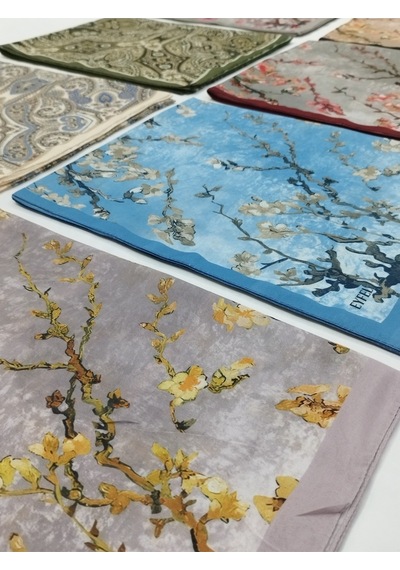Eyfel Pamuklu Soft Özel Seri Şal Etnik & Çiçekli Desen, Orjinal, Tesettür Giyim, Yeni Koleksiyon Mavi - Siyah