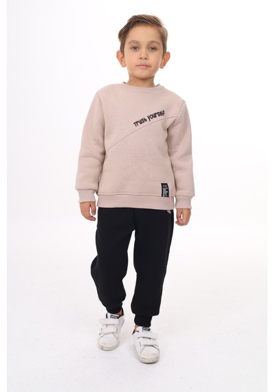 Toontoy Kids Toontoy Erkek Çocuk 2'li Takım Baskılı Bisiklet Yaka Asimetrik Sweatshirt & Beli Paçası Lastikli Cepli Jogger Eşofman Altı Bej Toontoy Kids Toontoy Erkek Çocuk 2'li Takım Baskılı Bisiklet Yaka Asimetrik Sweatshirt & Beli Paçası Lastikli Cepli Jogger Eşofman Altı Bej