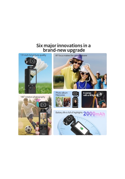 Çeşithane 1080p Spor Kamera Wifi Döner Lens Çift Işıklı Mini Kamera Siyah