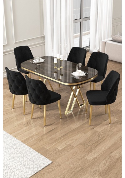 Canisa Afe Serisi 90x168 Lak Panel Antrasit Ironi Gold Ayak Masa Takımı 6 Siyah Sandalye Antrasit İroni Masa Siyah Sandalye Ayaklar Gold Canisa Afe Serisi 90x168 Lak Panel Antrasit Ironi Gold Ayak Masa Takımı 6 Siyah Sandalye Antrasit İroni Masa Siyah Sandalye Ayaklar Gold