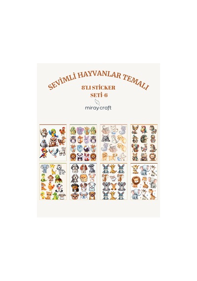 Sevimli Hayvanlar Temalı 8 Sayfa Sticker Seti Journal & Planner 12 17 Cm Diğer