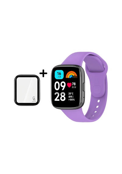 Xiaomi Redmi Watch 3 Active Uyumlu Yumuşak Silikon Kordon Ve Kavisli Ekran Koruyucu Seti Koyu Yeşil