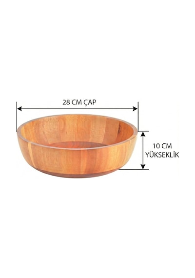 Doğal Akasya Ahşap Salata Ve Meyve Kasesi 28 Cm Büyük Boy Yuvarlak Sunum Tabağı, Çerezlik Ve Dekoratif Mutfak Kasesi Çok renkli