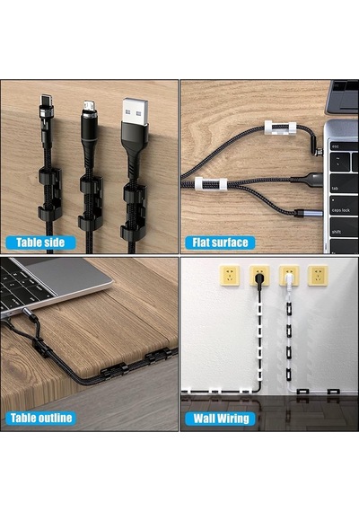 Tr 60 Adet Kablo Düzenleyici Sabitleyici Yapışkanlı Organizer Klips Seti