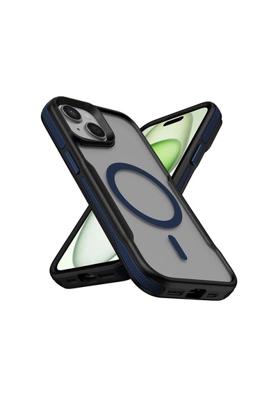 Apple Uyumlu iPhone 14 Kılıf M-safe Şarj Özellikli Renkli Kenar Airbag Şeritli Zore Lamer Kapak Çok Renkli