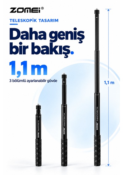 Insta 360 Tüm Modeller İle Uyumlu Görünmez Selfie Çubuğu- Alüminyum Bağlantı Noktaları