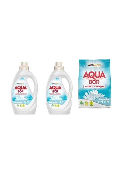 Aquabor Doğal Mineralli Sıvı Beyaz + Sıvı Beyaz + 4kg Beyaz Set 0.75 LT - 2.5 LT - 12 KG