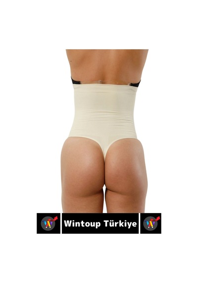 Özel Üretim İz İç Göstermez Kaymaz Sıkılaştırıcı Toparlayıcı Yüksek Bel String Korse Bej