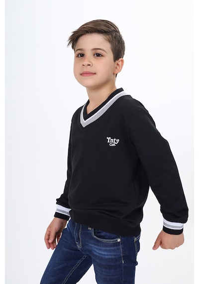 Toontoy Kids Toontoy Erkek Çocuk Okul Nakışlı Sweatshirt Siyah