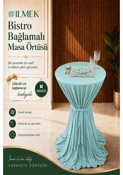 Dertsiz Bağlamalı Bistro Masa Örtüsü - Düğün Davet Organizasyon Otel Restoran Kokteyl Masa Örtüsü Turkuaz Turkuaz Dertsiz Bağlamalı Bistro Masa Örtüsü - Düğün Davet Organizasyon Otel Restoran Kokteyl Masa Örtüsü Turkuaz Turkuaz
