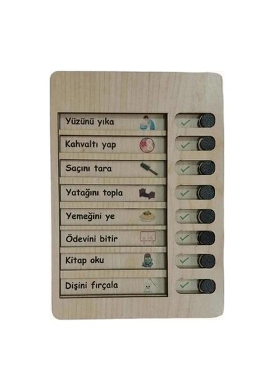 Ahşap Çocuk Günlük Rutin Checklist Kontrol Listesi Yapılacaklar Listesi