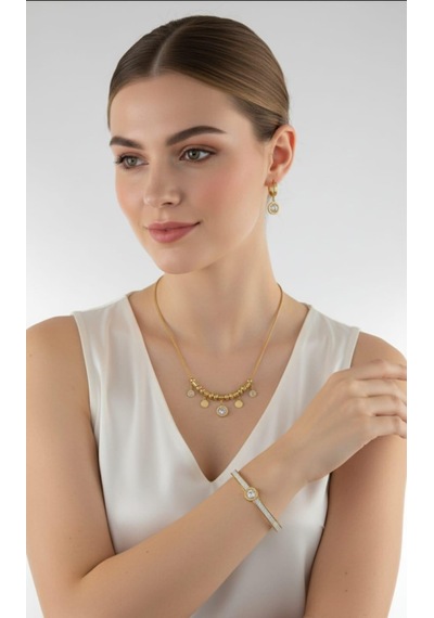 Burry Marka Gold Çelik Takı Seti Gümüş - Rose Gold