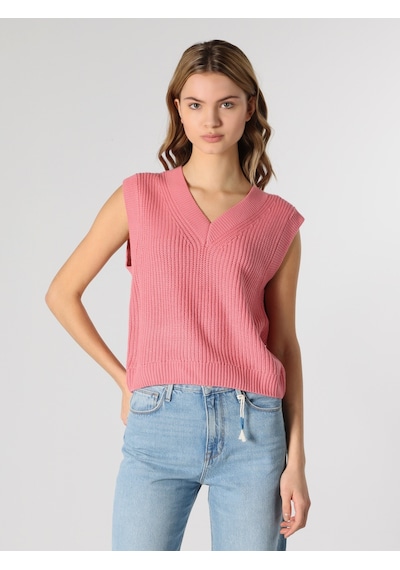 Colin's Regular Fit V Yaka Pembe Kadın Kazak CL1062235_Q1.V1_PLI