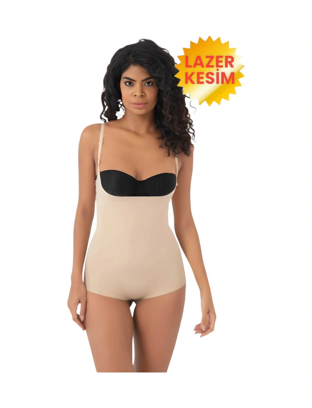 Tezzgelsin Kadın Lazer Kesim Ve Toparlayıcı Göğüs Altı Askılı Body Korse Ten Rengi