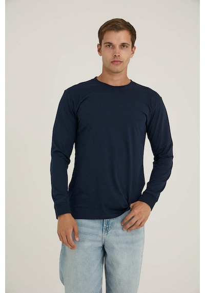 Kly Erkek O Yaka Uzun Kol T-shirt Konforlu Tasarım-lacivert-5xl Çokrenkli