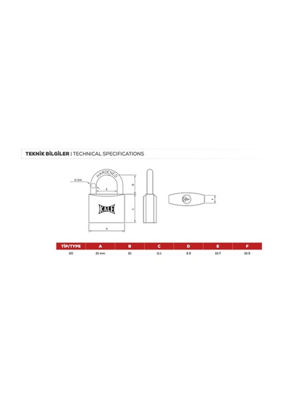 Kilit Asma Kilit Sarı 20mm