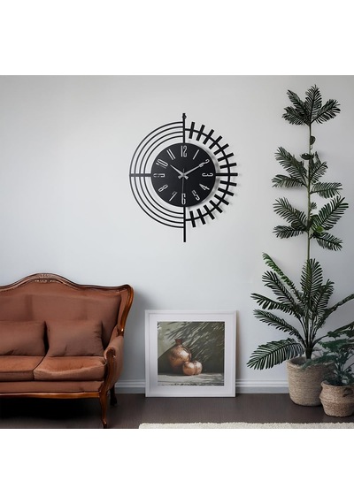 Dubai Dekoratif Metal Siyah Duvar Saati 41x41cm Sessiz Mekanizma Mds-41 Myk2079-1 Diğer