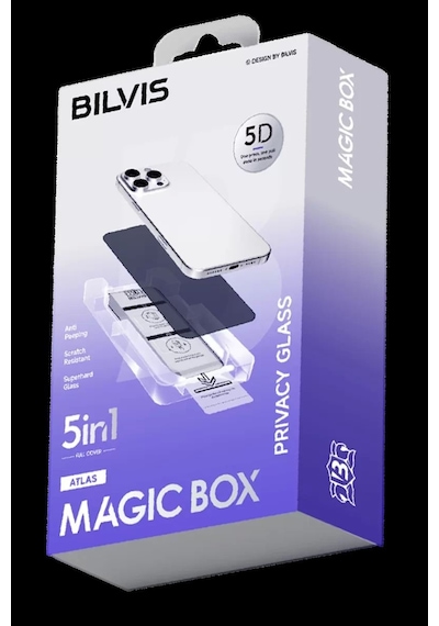 Apple İphone 16 Bilvis 5in1 5d Magic Hayalet Cam Ekran Koruyucu - Siyah