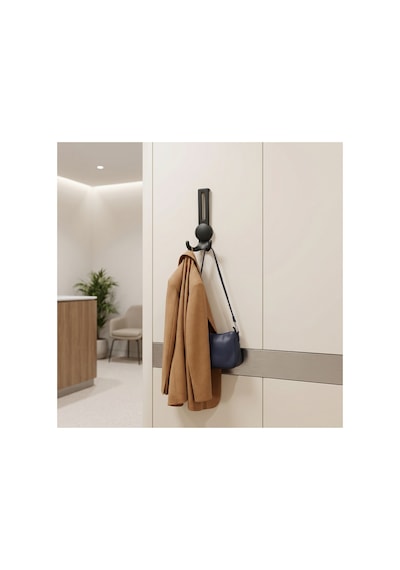 Solo Lüks Portmanto Askı, Metal, Vestiyer Askı, 210 Gr, Dolap Askılık, Duvar Askılığı, Füme Vidalı