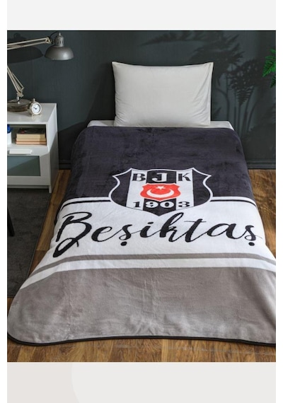 Yeni Sezon Beşiktaş Lisanslı Taraftar Tek Battaniye Siyah - Beyaz