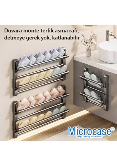 Microcase 2 Bölmeli Metal Duvara Monte Katlanabilir Terlik Ayakkabı Standı 50 Cm 2 Adet Al5463 Gri Microcase 2 Bölmeli Metal Duvara Monte Katlanabilir Terlik Ayakkabı Standı 50 Cm 2 Adet Al5463 Gri