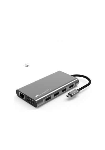 Usb C Hub 11 İn 1 Çoklayıcı Çift Hdmı 4k Vga Ethernet 100w Pd Şarj Sd Tf Kart Okuyucu