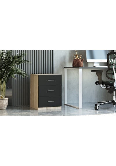 Yurudesign Vario C Ofis 3 Lü Keson Meşe-Siyah