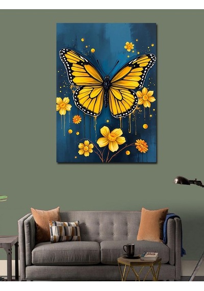 Kanvas Tablo Sarı Kelebek Masalı 100cmx140cm