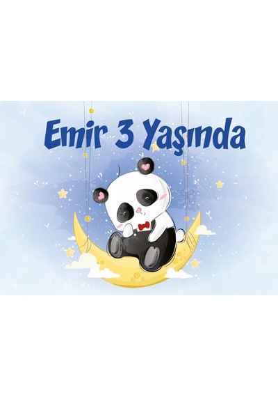 Sevimli Panda Temalı Doğum Günü Afişi 70x100 Cm