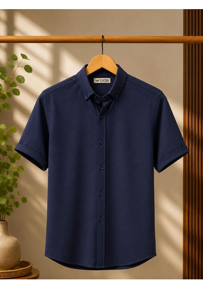 Classics Men Cafes Likralı Kısa Kol Slim Fit Erkek Gömlek - 7735 Lacivert Classics Men Cafes Likralı Kısa Kol Slim Fit Erkek Gömlek - 7735 Lacivert