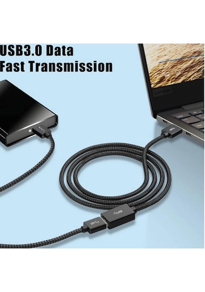 Rope 5gbps Hızlı Veri Aktarımı Usb 3.0 Erkek Dişi Uzatma Kablosu Halat Örgülü 5 Metre Standart