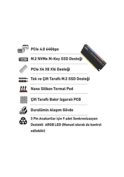 Jeyı Faıth One Argb M.2 Nvme M-key To Pcıe 4.0 X4 X8 X16 Dönüştürücü Çevirici Adaptör Kart