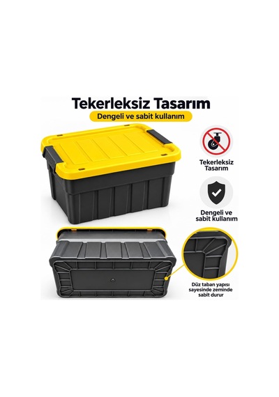 Premium Kapaklı Plastik Saklama Kutusu, 10 L Çok Renkli
