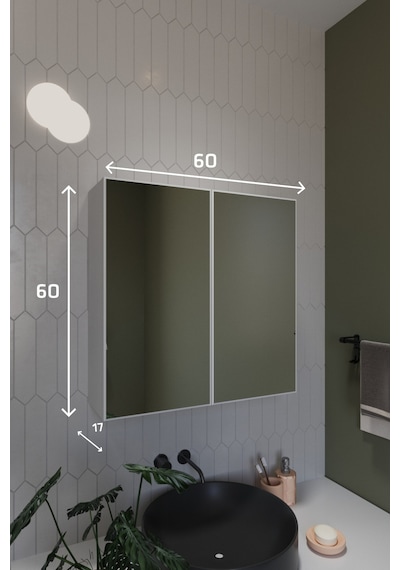2 Aynalı Banyo Dolabı İki Kapaklı Lavabo Üstü Banyo Dolabı Beyaz
