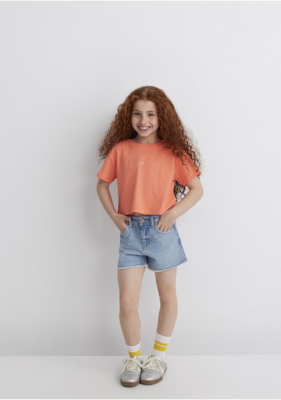 Mavi - Mavi Logo Baskılı Pembe Crop Tişört 7610181-71271 Pembe
